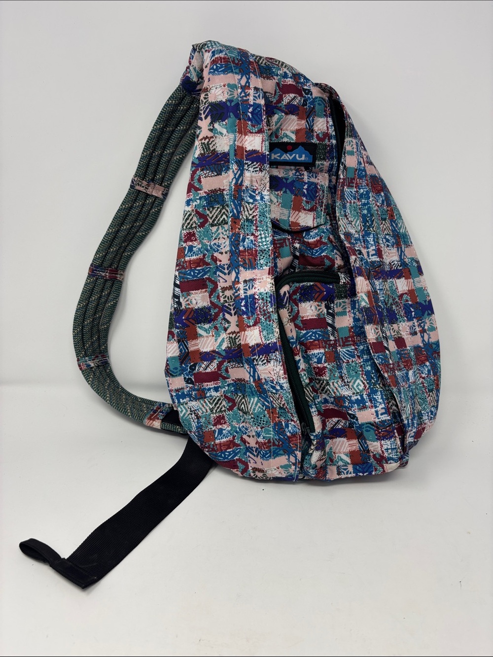 Kavu Multicolor Patterned Sling Pack in Blue, Pink and Teal